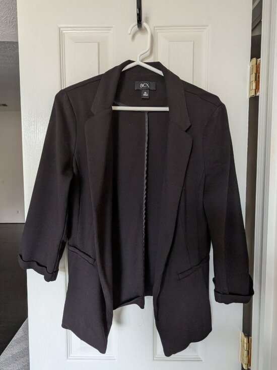 BCX Jackets & Blazers - BCX Black 3/4-Sleeve Open-Front Blazer | Size X-Large